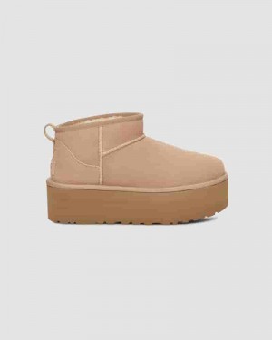 Kozaki UGG Classic Ultra Mini Platform Damskie Brązowe | PLJ8701P