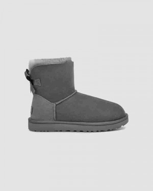 Kozaki UGG Mini Bailey Bow II Damskie Szare | PLD8724F