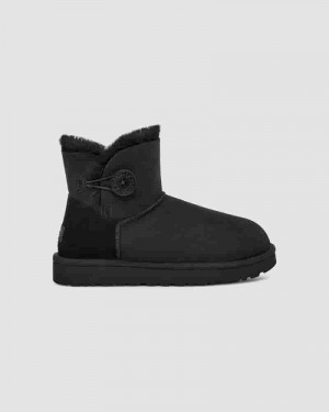 Kozaki UGG Mini Bailey Button II Damskie Czarne | PLI8729L