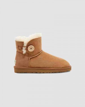 Kozaki UGG Mini Bailey Button II Dziecięce Brązowe | PLC8550T