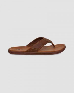 Sandały UGG Seaside Leather Flip Flop Męskie Kawa | PLL8599I