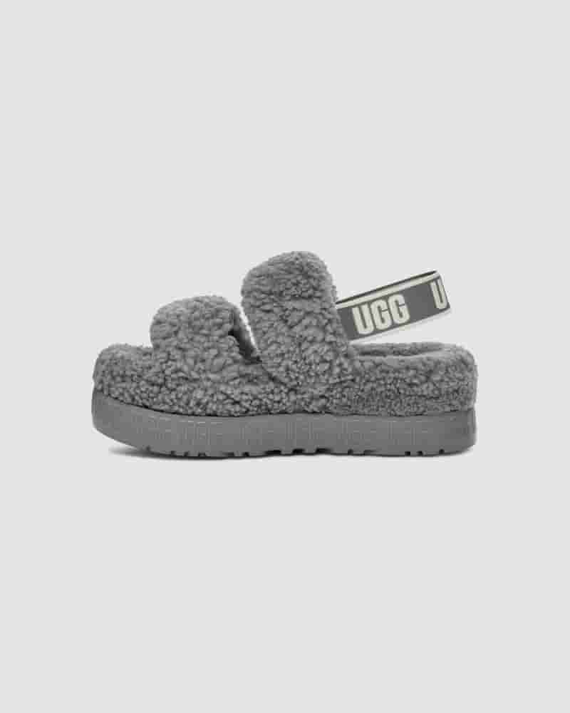 Kapcie UGG Oh Fluffita Damskie Srebrne | PLK8650O