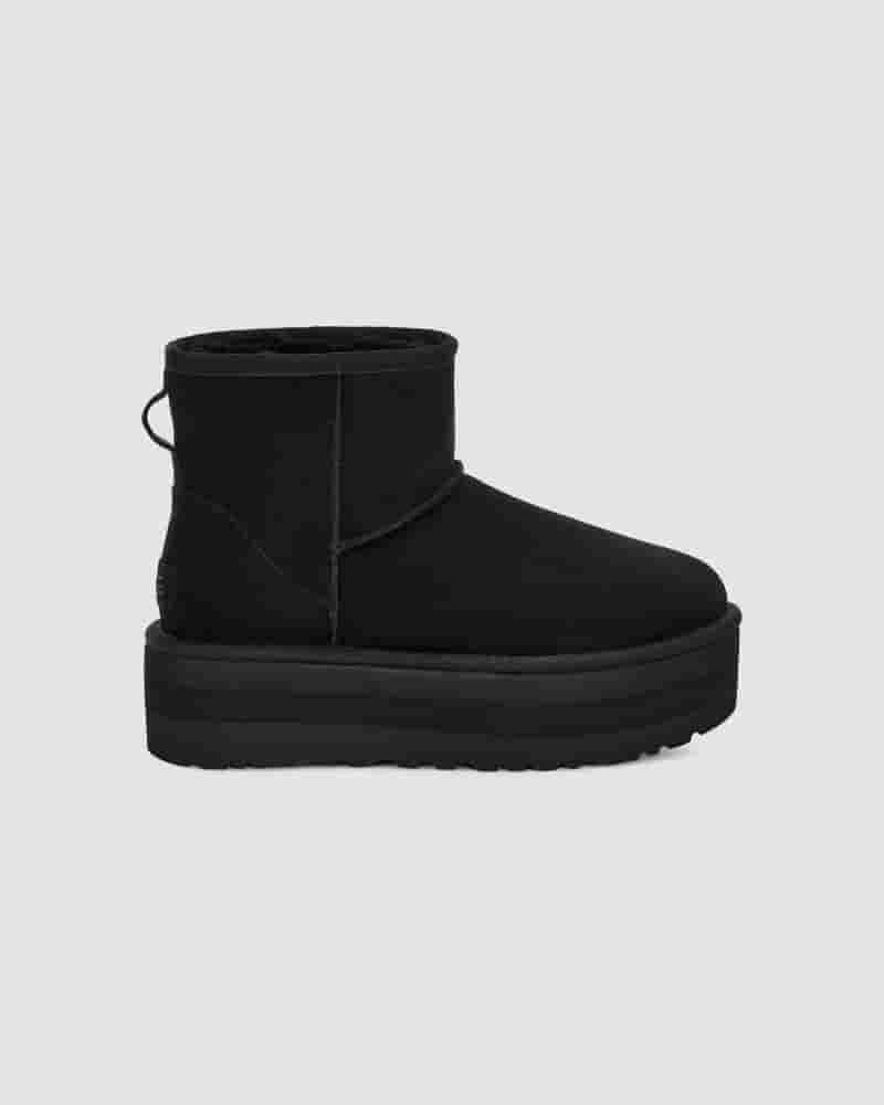 Kozaki UGG Classic Mini Platform Dziecięce Czarne | PLH8544A