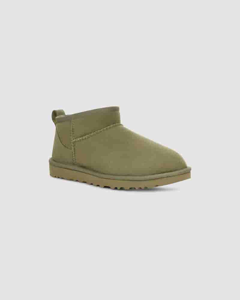 Kozaki UGG Classic Ultra Mini Dziecięce Oliwkowe | PLK8546O