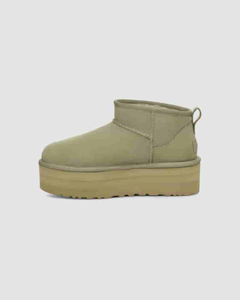 Kozaki UGG Classic Ultra Mini Platform Dziecięce Oliwkowe | PLS8540G