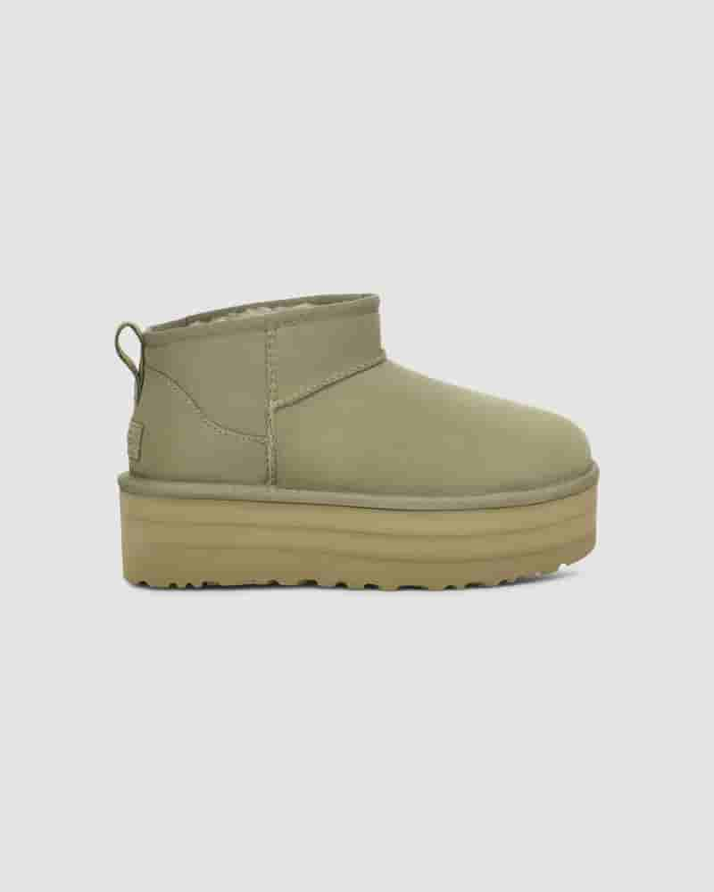 Kozaki UGG Classic Ultra Mini Platform Dziecięce Oliwkowe | PLS8540G