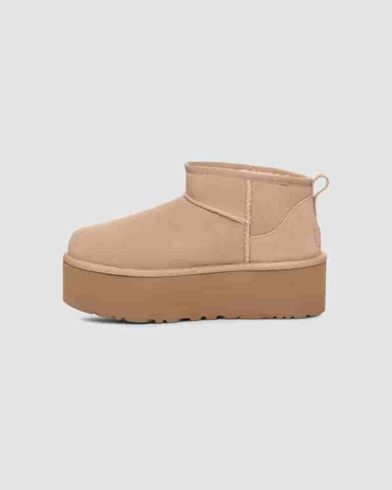 Kozaki UGG Classic Ultra Mini Platform Damskie Brązowe | PLJ8701P