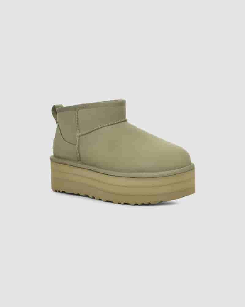 Kozaki UGG Classic Ultra Mini Platform Damskie Oliwkowe | PLG8699S