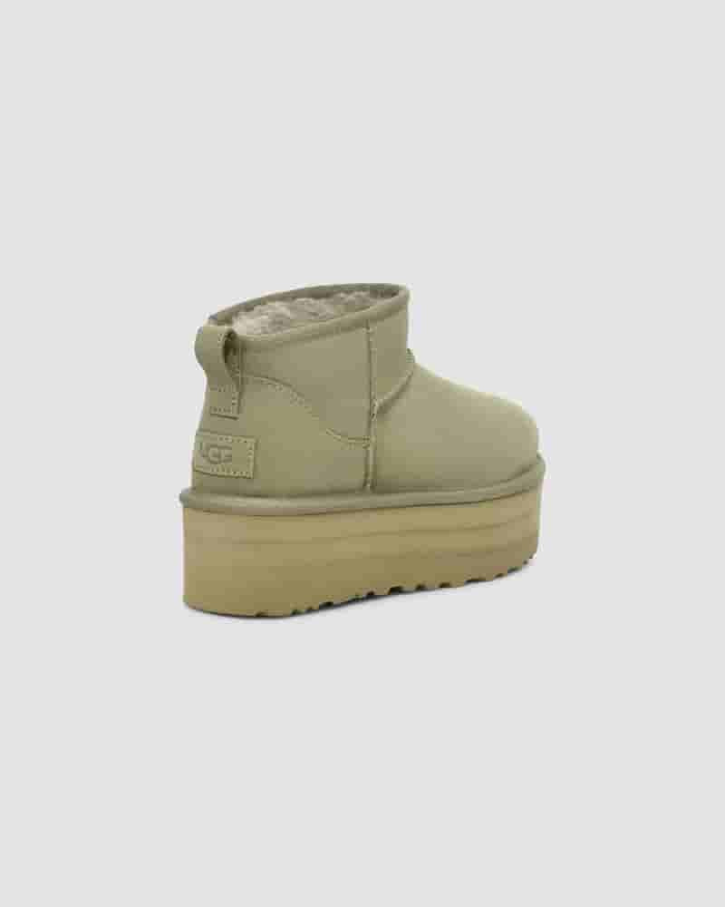 Kozaki UGG Classic Ultra Mini Platform Damskie Oliwkowe | PLG8699S