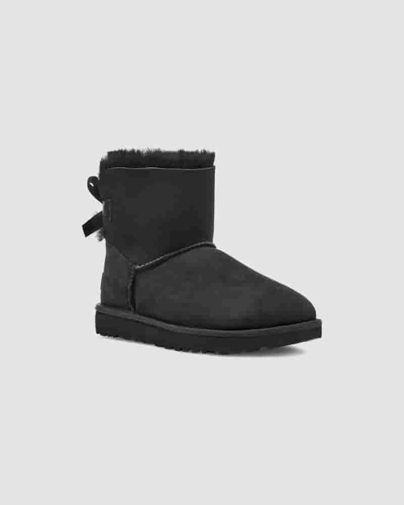 Kozaki UGG Mini Bailey Bow II Boot Dziecięce Czarne | PLJ8564P