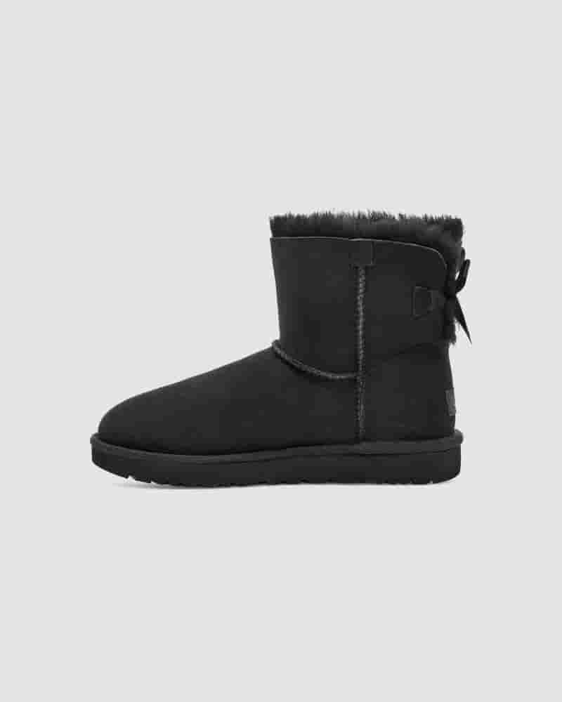 Kozaki UGG Mini Bailey Bow II Boot Dziecięce Czarne | PLJ8564P