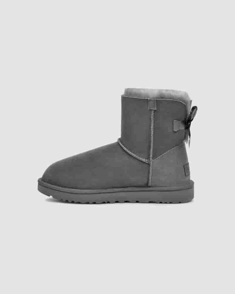 Kozaki UGG Mini Bailey Bow II Damskie Szare | PLD8724F