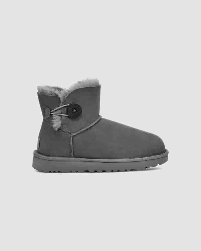 Kozaki UGG Mini Bailey Button II Dziecięce Szare | PLB8552E