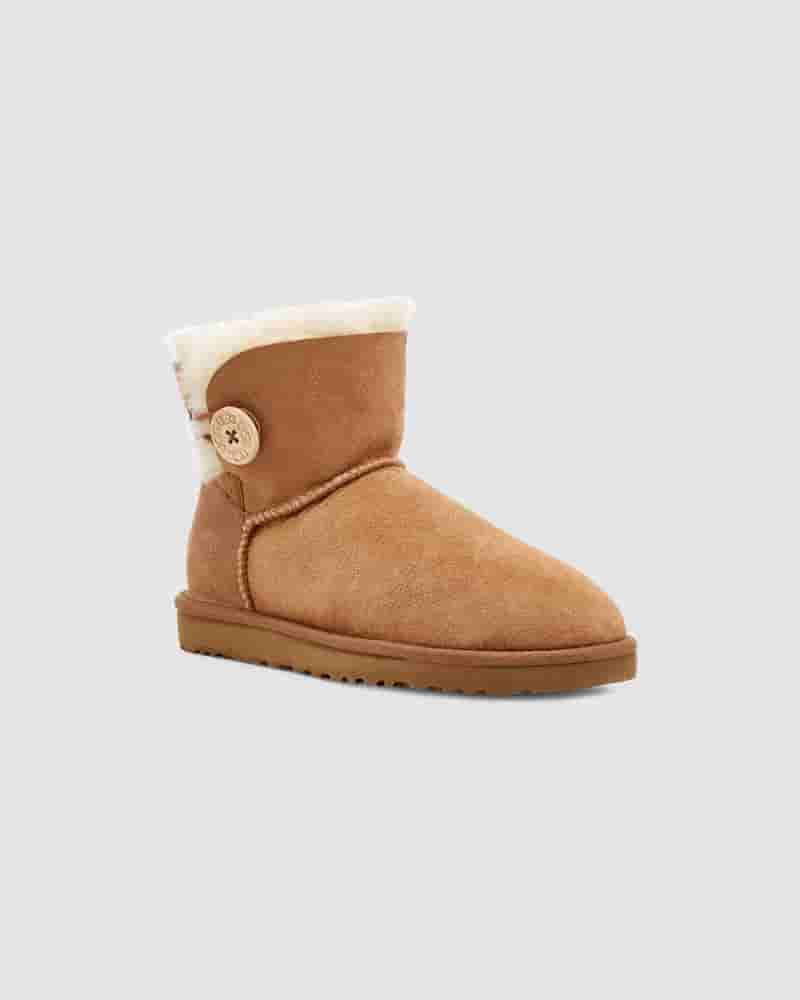 Kozaki UGG Mini Bailey Button II Dziecięce Brązowe | PLC8550T