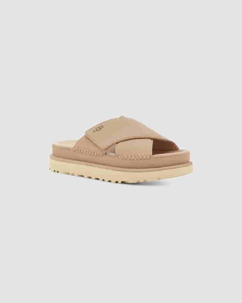 Sandały UGG Goldenstar Cross Slide Damskie Brązowe | PLR8688V