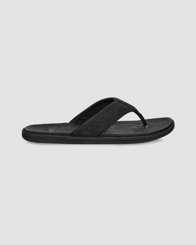 Sandały UGG Seaside Leather Flip Flop Męskie Czarne | PLZ8600U