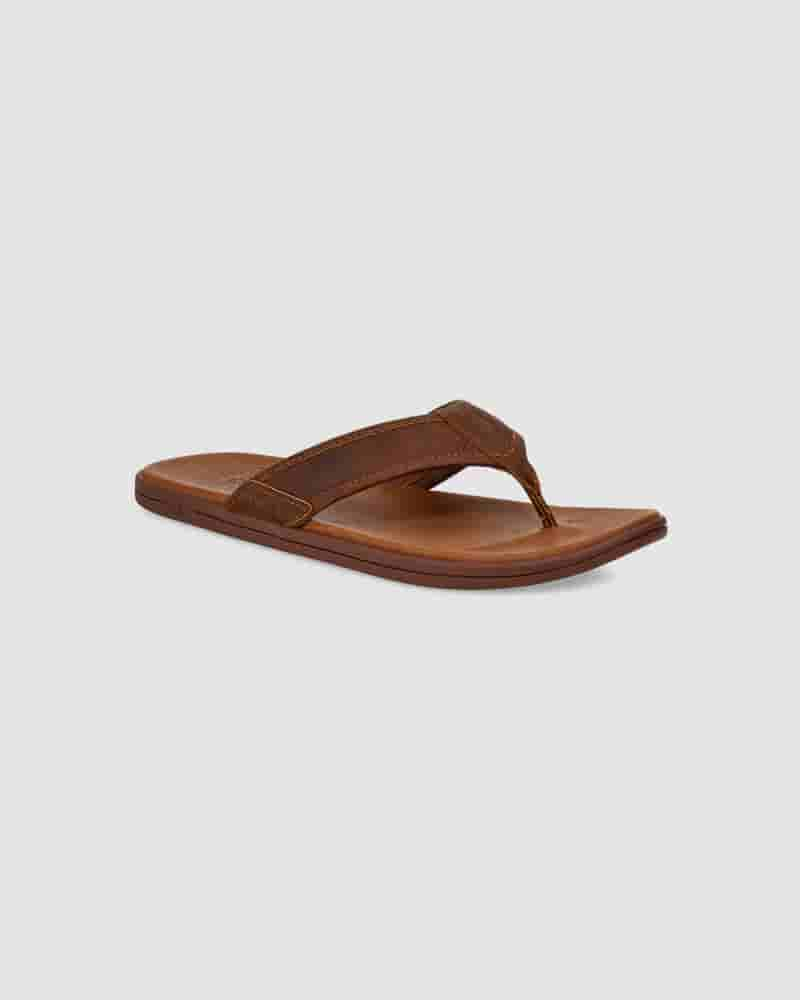 Sandały UGG Seaside Leather Flip Flop Męskie Kawa | PLL8599I