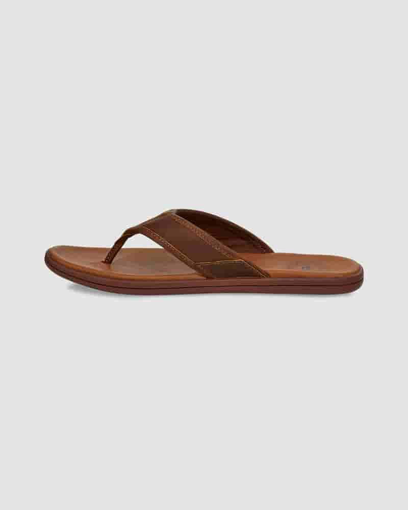 Sandały UGG Seaside Leather Flip Flop Męskie Kawa | PLL8599I