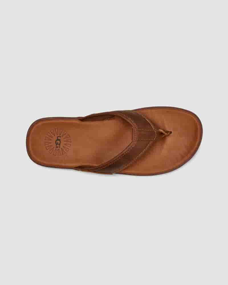 Sandały UGG Seaside Leather Flip Flop Męskie Kawa | PLL8599I