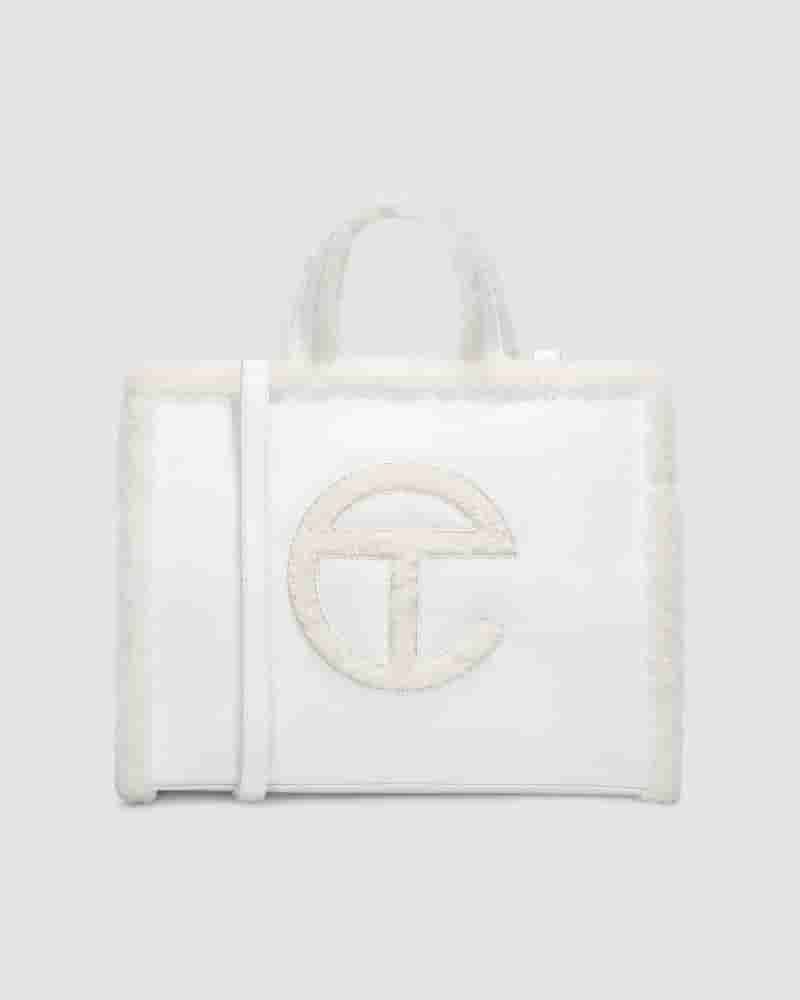 Torby UGG All Gender X TELFAR Medium Shopper Crinkle Damskie Białe | PLO8624K